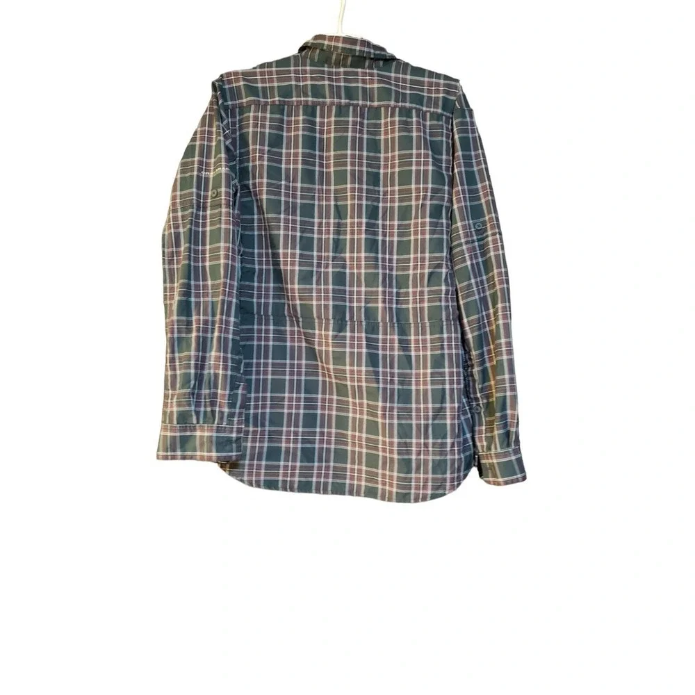 Columbia Omni-Shade Plaid Long Sleeve Shirt M Roll Tab Sleeves Outdoos Hiking‎